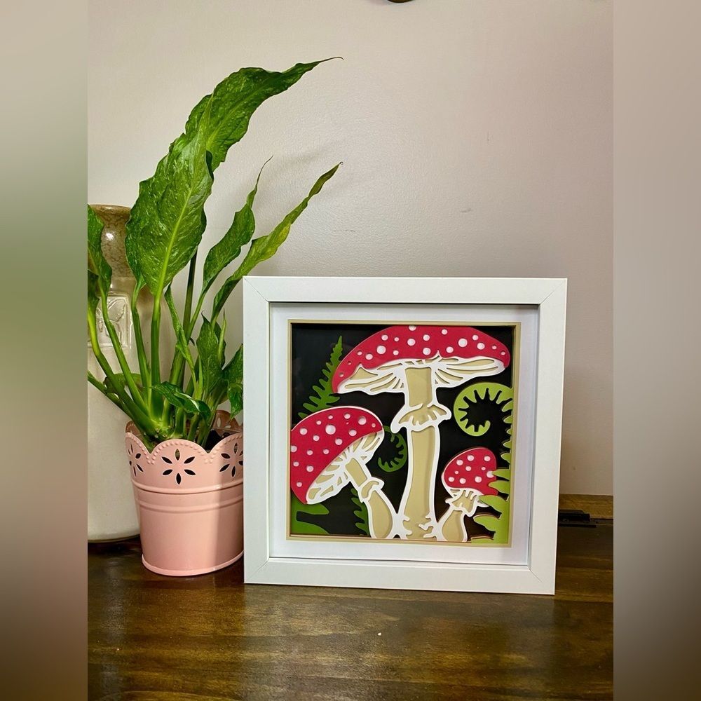 3D Mushrooms Shadowbox